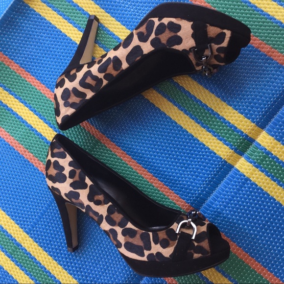 Chico's CalfHair Black/CheetahPrintHeels PumpsShoe - Picture 5 of 7